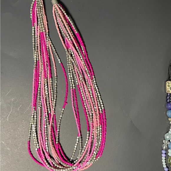 Vintage necklaces lot 2!multi strain beaded statement necklaces & 2 single beads - Picture 7 of 14
